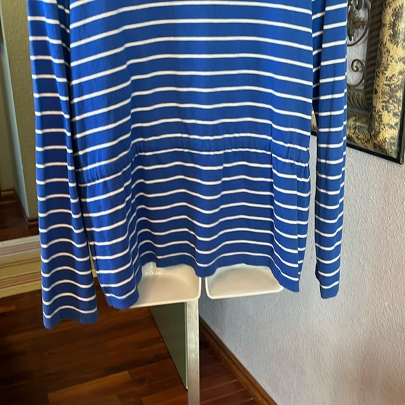 Gorgeous Jones New York Blue / White Striped  Open Cardigan with Tie Sz XL - Picture 8 of 11